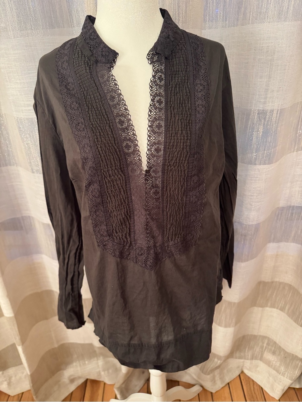 Converse Olive Lace Trim Tunic Top